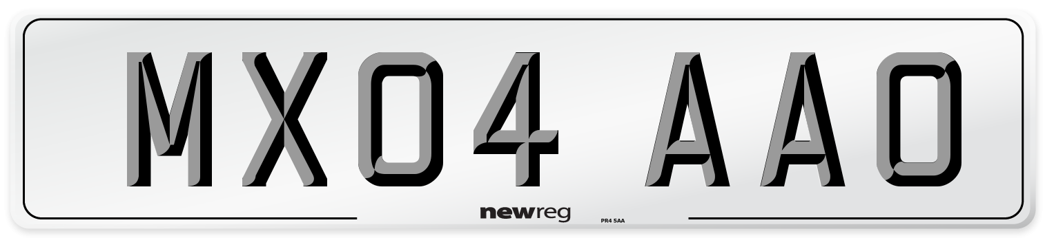 MX04 AAO Number Plate from New Reg